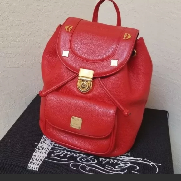 MCM Handbags - AUTHENTIC MCM RED BACKPACK